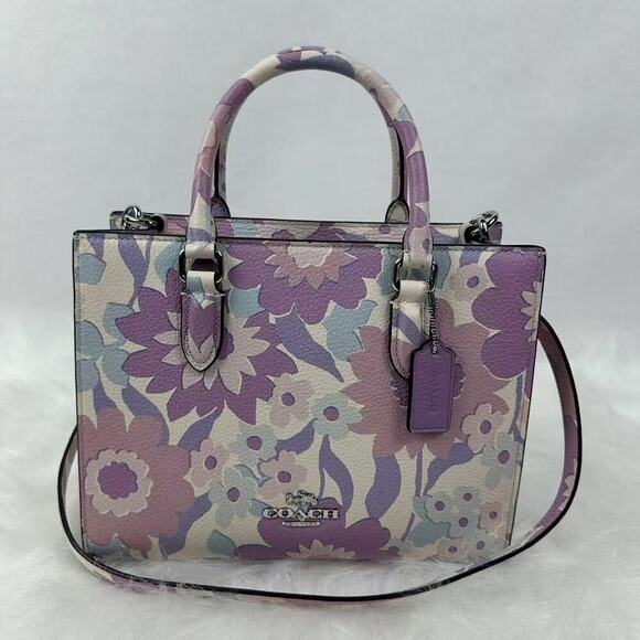 Coach CBM08 Maggie Small Tote Bag With Floral Print + Corner Zip Wallet NWT - Picture 2 of 12